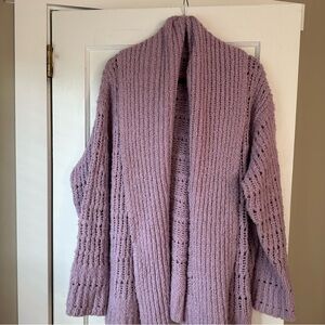 Free People Lilac Open-Knit Cardigan